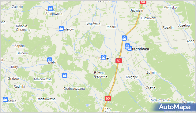 mapa Równe gmina Strachówka, Równe gmina Strachówka na mapie Targeo