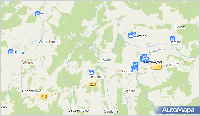mapa Równo gmina Główczyce, Równo gmina Główczyce na mapie Targeo