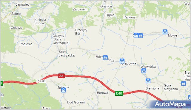 mapa Róża gmina Czarna, Róża gmina Czarna na mapie Targeo