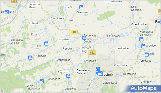 mapa Rozbórz Długi, Rozbórz Długi na mapie Targeo