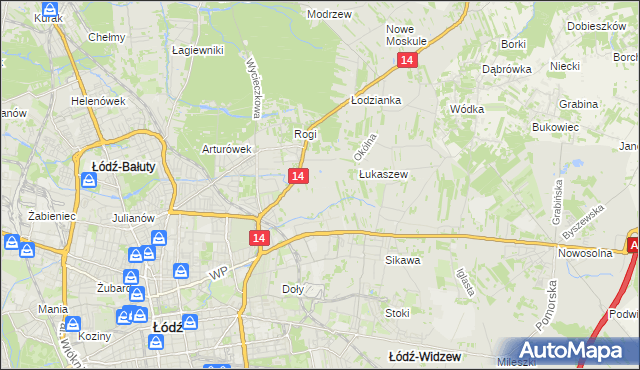 mapa Różki gmina Łódź, Różki gmina Łódź na mapie Targeo