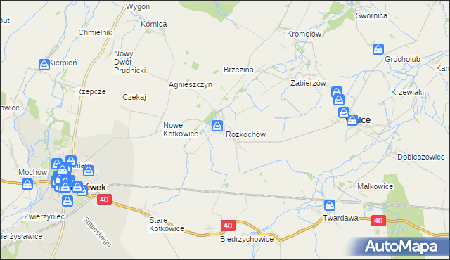 mapa Rozkochów gmina Walce, Rozkochów gmina Walce na mapie Targeo