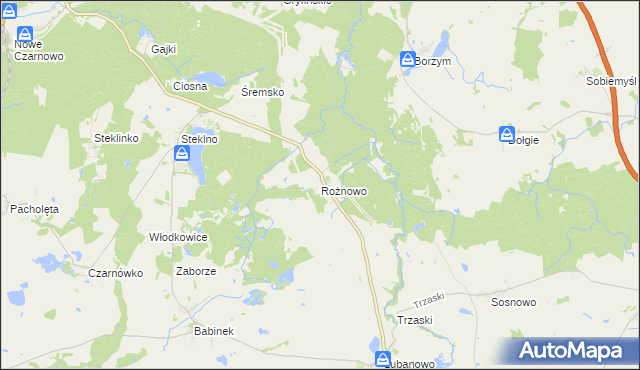 mapa Rożnowo gmina Banie, Rożnowo gmina Banie na mapie Targeo