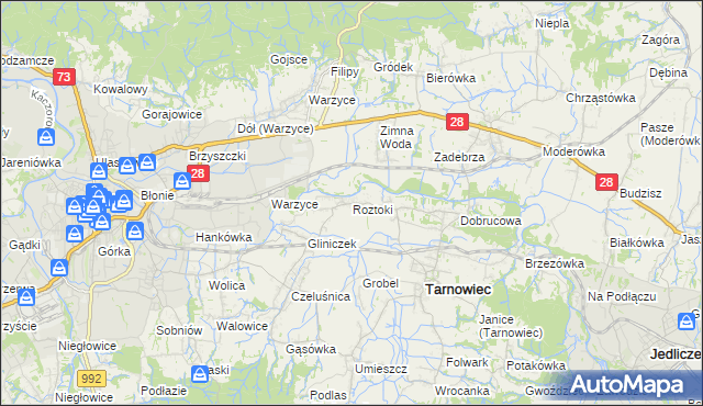 mapa Roztoki gmina Tarnowiec, Roztoki gmina Tarnowiec na mapie Targeo