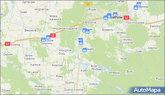 mapa Rozwady gmina Gielniów, Rozwady gmina Gielniów na mapie Targeo