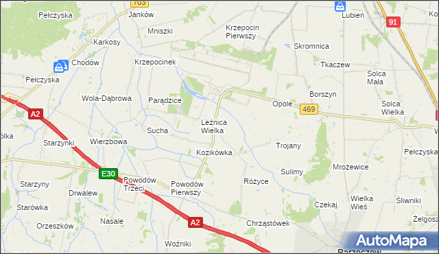 mapa Różyce Żmijowe, Różyce Żmijowe na mapie Targeo