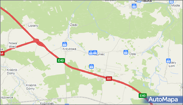 mapa Różyniec, Różyniec na mapie Targeo