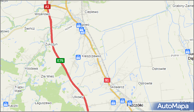 mapa Różyny, Różyny na mapie Targeo