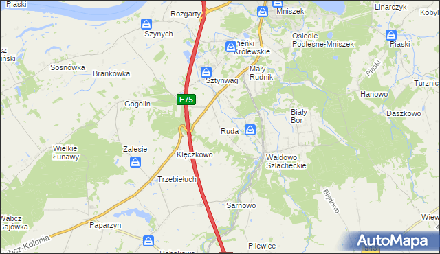 mapa Ruda gmina Grudziądz, Ruda gmina Grudziądz na mapie Targeo