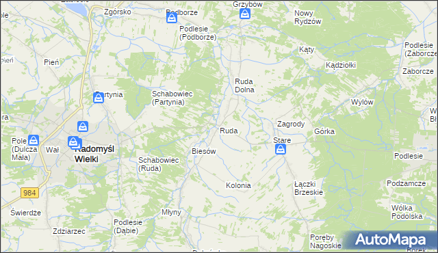 mapa Ruda gmina Radomyśl Wielki, Ruda gmina Radomyśl Wielki na mapie Targeo