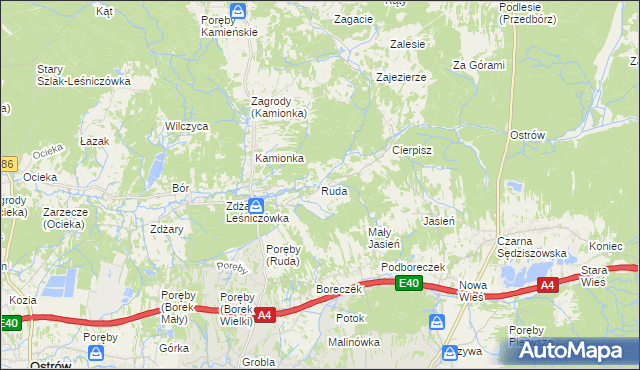 mapa Ruda gmina Sędziszów Małopolski, Ruda gmina Sędziszów Małopolski na mapie Targeo