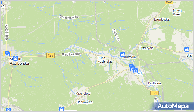 mapa Ruda Kozielska, Ruda Kozielska na mapie Targeo