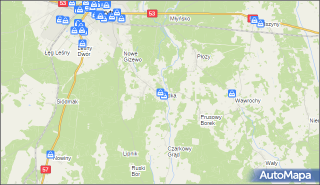 mapa Rudka gmina Szczytno, Rudka gmina Szczytno na mapie Targeo