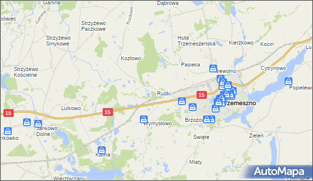mapa Rudki gmina Trzemeszno, Rudki gmina Trzemeszno na mapie Targeo