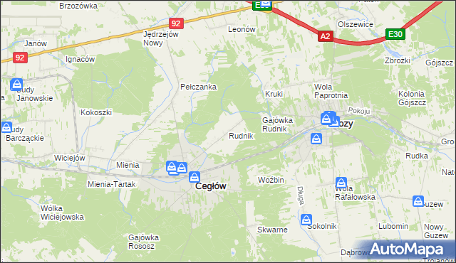 mapa Rudnik gmina Cegłów, Rudnik gmina Cegłów na mapie Targeo