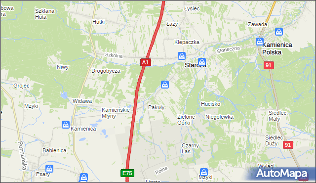 mapa Rudnik Mały gmina Starcza, Rudnik Mały gmina Starcza na mapie Targeo