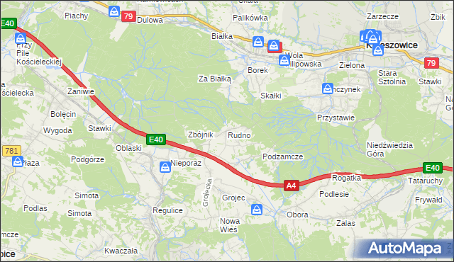 mapa Rudno gmina Krzeszowice, Rudno gmina Krzeszowice na mapie Targeo