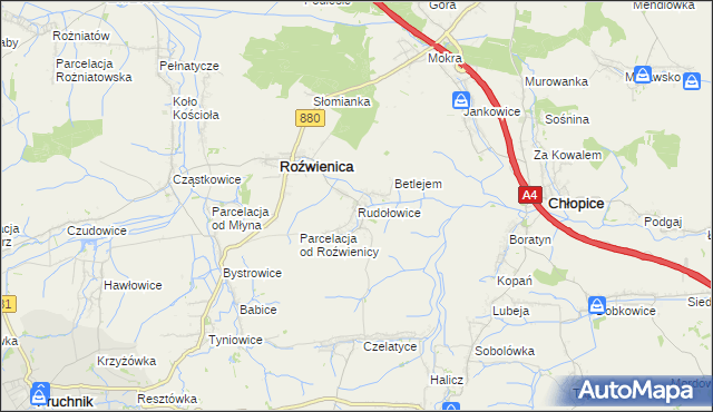 mapa Rudołowice, Rudołowice na mapie Targeo