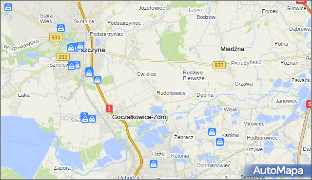 mapa Rudołtowice, Rudołtowice na mapie Targeo