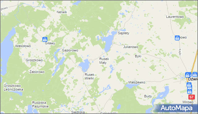 mapa Rusek Mały, Rusek Mały na mapie Targeo