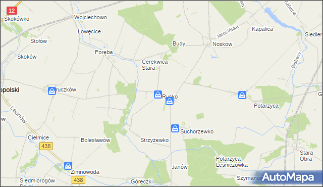 mapa Rusko gmina Jaraczewo, Rusko gmina Jaraczewo na mapie Targeo