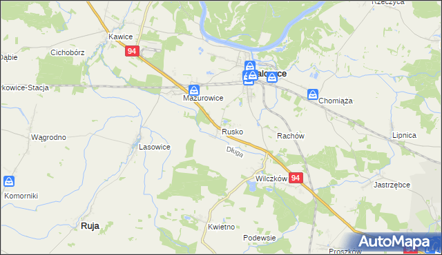 mapa Rusko gmina Malczyce, Rusko gmina Malczyce na mapie Targeo