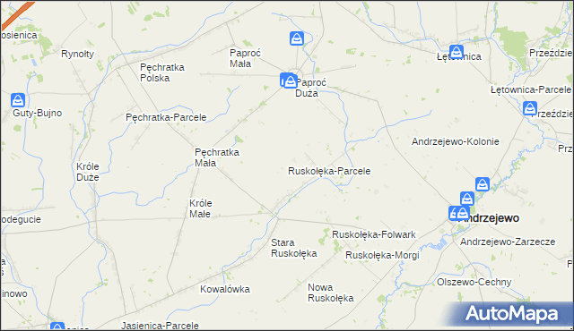 mapa Ruskołęka-Parcele, Ruskołęka-Parcele na mapie Targeo