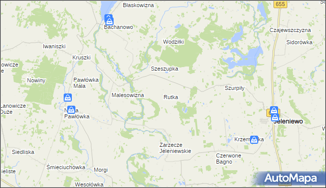 mapa Rutka gmina Jeleniewo, Rutka gmina Jeleniewo na mapie Targeo