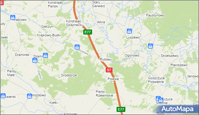 mapa Rybitwy gmina Baboszewo, Rybitwy gmina Baboszewo na mapie Targeo
