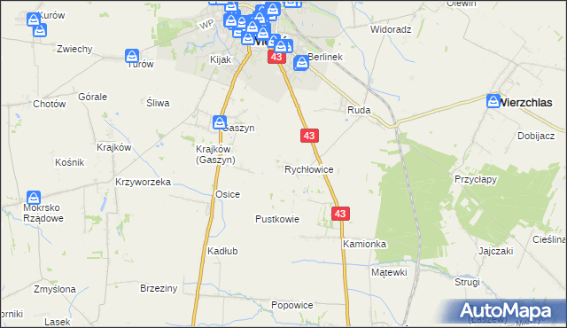 mapa Rychłowice, Rychłowice na mapie Targeo