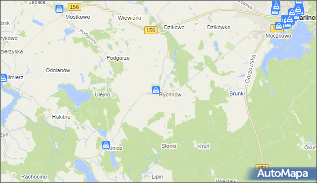 mapa Rychnów gmina Barlinek, Rychnów gmina Barlinek na mapie Targeo