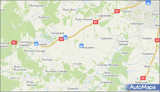 mapa Rykaczewo gmina Ciechanów, Rykaczewo gmina Ciechanów na mapie Targeo