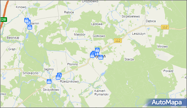 mapa Rymań, Rymań na mapie Targeo