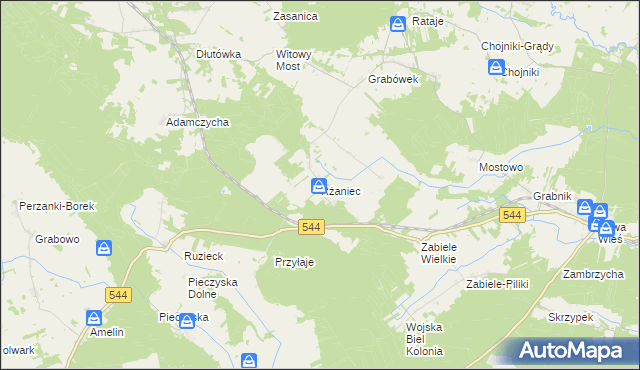 mapa Rżaniec, Rżaniec na mapie Targeo