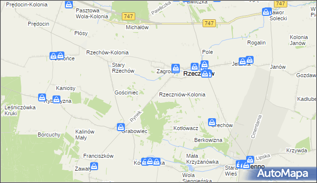 mapa Rzeczniów-Kolonia, Rzeczniów-Kolonia na mapie Targeo