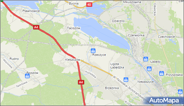 mapa Rzeczyce gmina Rudziniec, Rzeczyce gmina Rudziniec na mapie Targeo