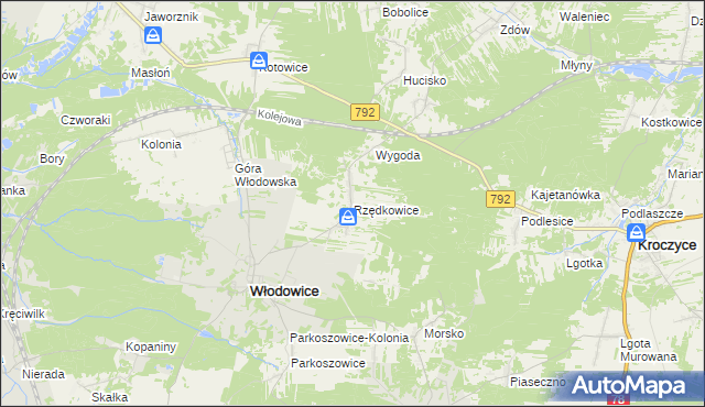 mapa Rzędkowice, Rzędkowice na mapie Targeo