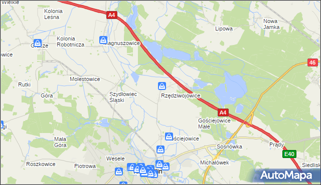 mapa Rzędziwojowice, Rzędziwojowice na mapie Targeo