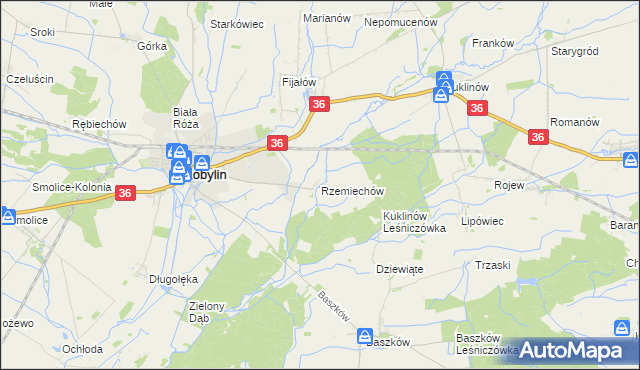 mapa Rzemiechów, Rzemiechów na mapie Targeo