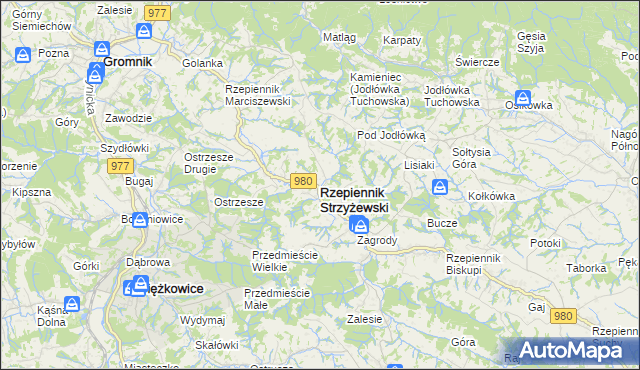 mapa Rzepiennik Strzyżewski, Rzepiennik Strzyżewski na mapie Targeo