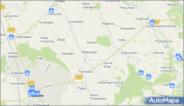 mapa Rzepiszew-Resztówka, Rzepiszew-Resztówka na mapie Targeo