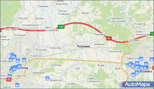 mapa Rzezawa, Rzezawa na mapie Targeo