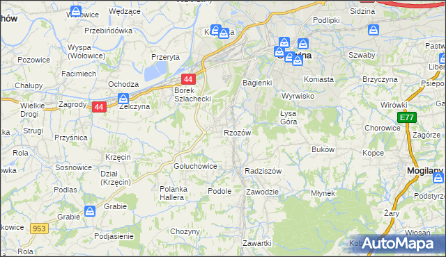 mapa Rzozów, Rzozów na mapie Targeo
