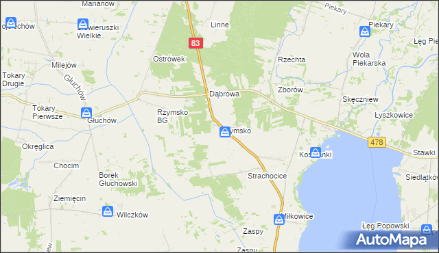 mapa Rzymsko, Rzymsko na mapie Targeo