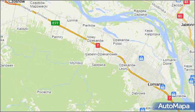 mapa Sadowa gmina Łomianki, Sadowa gmina Łomianki na mapie Targeo