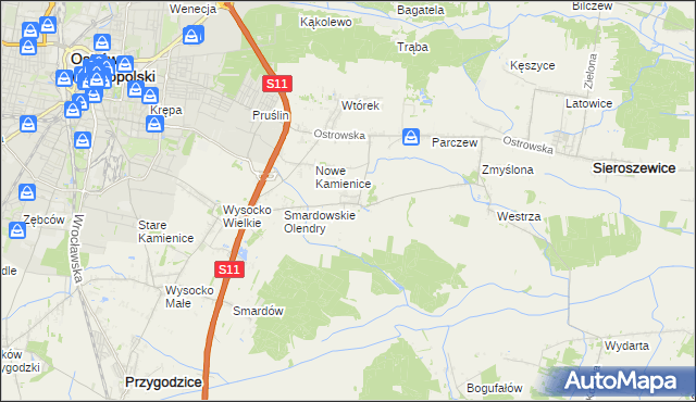 mapa Sadowie gmina Ostrów Wielkopolski, Sadowie gmina Ostrów Wielkopolski na mapie Targeo