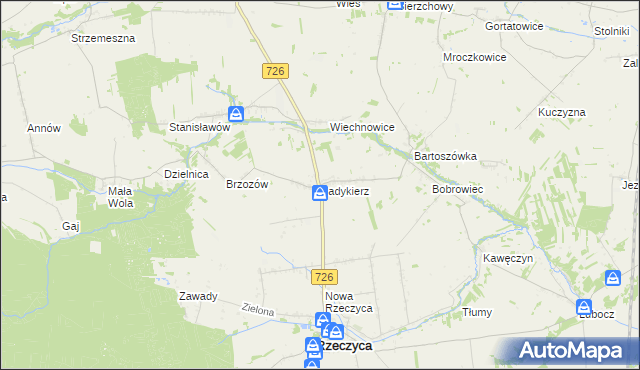 mapa Sadykierz gmina Rzeczyca, Sadykierz gmina Rzeczyca na mapie Targeo