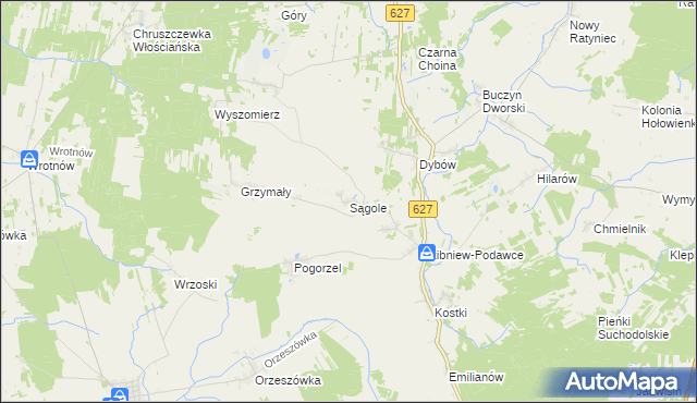 mapa Sągole, Sągole na mapie Targeo