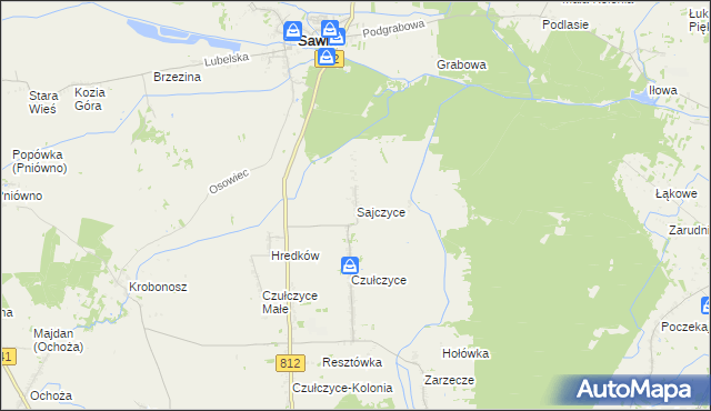 mapa Sajczyce, Sajczyce na mapie Targeo