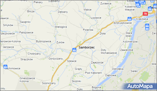 mapa Samborzec, Samborzec na mapie Targeo